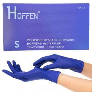 Нитриловые перчатки Hoffen, 3.5 грамм, S (6-7), синие, 100 шт 3052511177 фото