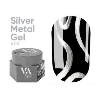 Гель-фарба металева для дизайну нігтів, Valeri Silver Metal Gel, колір: сріблястий, 5 мл NVSMG5 фото