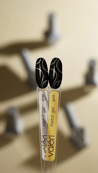 Гель-фарба металева для дизайну нігтів, Valeri Silver Metal Gel, колір: сріблястий, 5 мл NVSMG5 фото