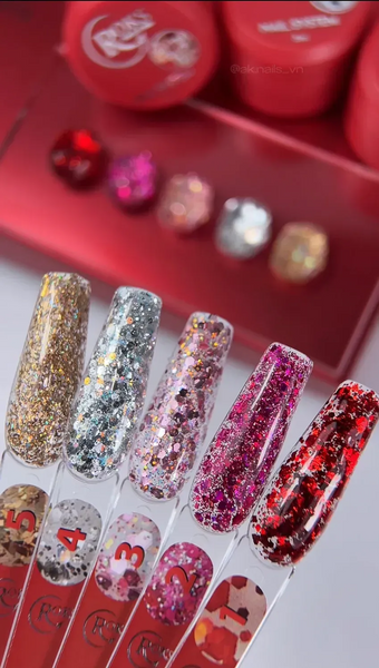 Гель-лак для ногтей, Roks Glitter Color, №01, цвет: прозрачный с красным глиттером, 5 мл 5902000009012 фото