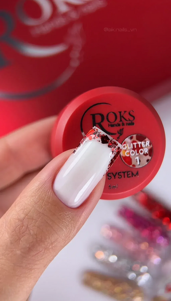 Гель-лак для ногтей, Roks Glitter Color, №01, цвет: прозрачный с красным глиттером, 5 мл 5902000009012 фото