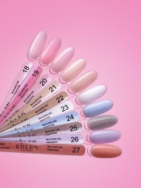 Змінний картридж гелю для нарощування нігтів, Edlen Builder gel Princess, №18, ніжно-рожевий з шиммером, 30 мл 4000312051 фото