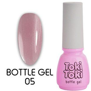 Гель жидкий камуфлирующий для укрепления ногтей, Toki-Toki Bottle Gel, №05, розовый с блестками, 5 мл 2002BG05 фото