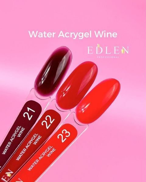 Акрил-гель рідкий для зміцнення нігтів, Edlen Water Acrygel Wine, №23, яскраво-червоний, 9 мл 4000400923 фото
