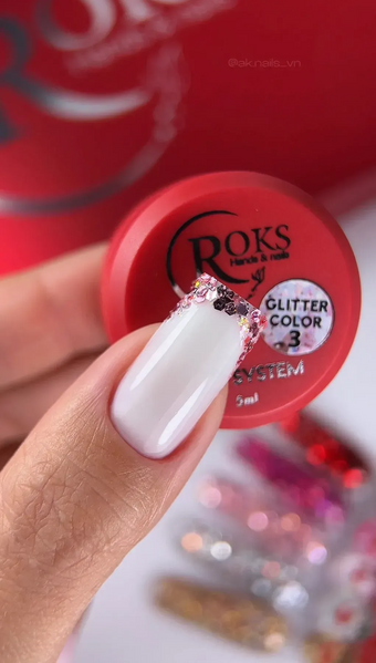Гель-лак для нігтів, Roks Glitter Color, №03, колір: прозорий з рожевим глітером, 5 мл 5902000009036 фото