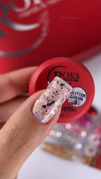 Гель-лак для нігтів, Roks Glitter Color, №03, колір: прозорий з рожевим глітером, 5 мл 5902000009036 фото