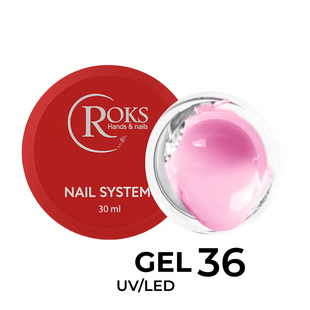 Гель камуфлюючий для нарощування нігтів, Roks Builder Gel, №36, полунично-рожевий, 30 мл 5903800000360 фото
