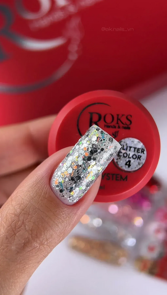 Гель-лак для ногтей, Roks Glitter Color, №04, цвет: прозрачный с серебристым глиттером, 5 мл 5902000009043 фото
