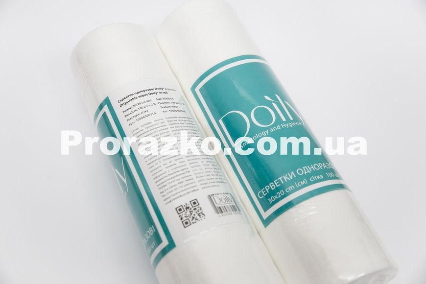Салфетки в рулоне Doily (Дойли), спанлейс, 40 г/м2, размер 30х30 см, гладкая, цвет: белый, 100 шт/рул 10006310110 фото