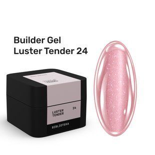 Гель камуфлюючий для нарощування нігтів, BIBLIOTEKA Builder Gel Luster, №24&nbsp;Tender, нюдово-рожевий з шиммером, 15 мл 00-00006266 фото