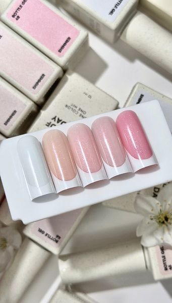 Гель жидкий камуфлирующий для укрепления ногтей, NAILSOFTHEDAY Bottle Gel Shimmer, №48, розовый с шиммером, 10 мл 4822241400007 фото