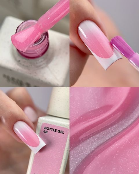 Гель жидкий камуфлирующий для укрепления ногтей, NAILSOFTHEDAY Bottle Gel Shimmer, №48, розовый с шиммером, 10 мл 4822241400007 фото