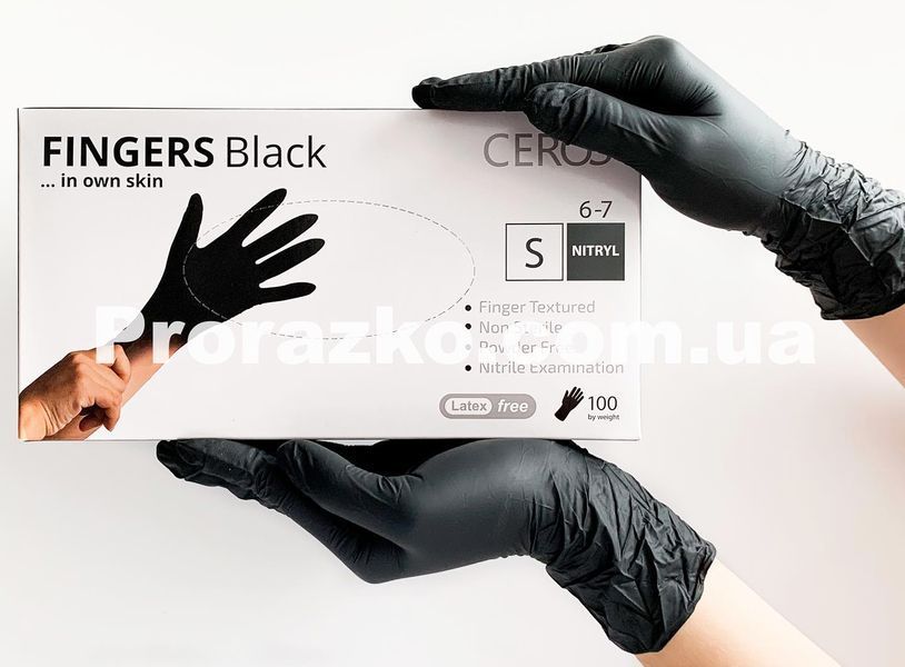 Нітрилові рукавички CEROS Fingers&reg;, S (6-7), чорні, 100 шт 1536105854 фото