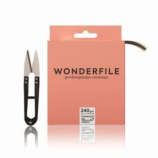 Сменный файл-лента для пилки прямой 130 мм,&nbsp;Wonderfile, 240 грит, 7 метров + ножницы WFGN130/240 фото