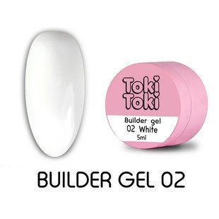 Гель камуфлирующий&nbsp;для наращивания ногтей, Toki-Toki Builder Gel, №02, White (белый), 5 мл 2005BLG02 фото
