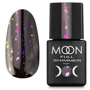 Топ для гель-лака Moon Full Shimmer Top, №1032, прозрачный с розово-фиолетовой поталью, 8 мл 5905123021503 фото