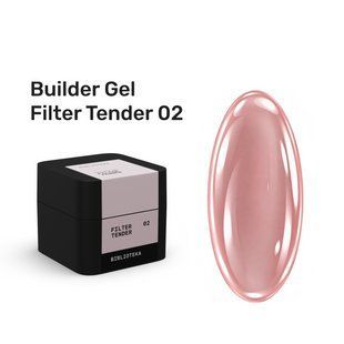 Гель камуфлюючий для нарощування нігтів, BIBLIOTEKA Builder Gel Filter, №02 Tender, нюдово-рожевий, 15 мл 00-00006851 фото