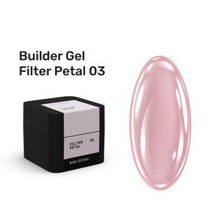 Гель камуфлюючий для нарощування нігтів, BIBLIOTEKA Builder Gel Filter, №03 Petal, ніжно-рожевий, 15 мл 00-00006852 фото