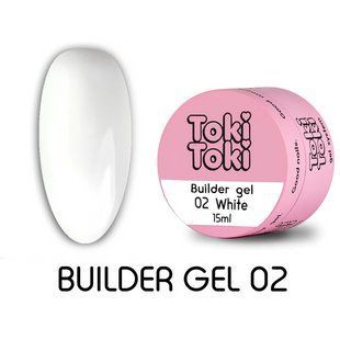 Гель камуфлирующий&nbsp;для наращивания ногтей, Toki-Toki Builder Gel, №02, White (белый), 15 мл 2002BLG02 фото