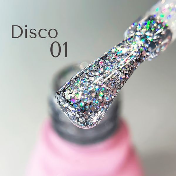 Гель-лак для ногтей, Toki-Toki Disco, №001, цвет: серебристый с блестками, 5 мл 2002D01 фото