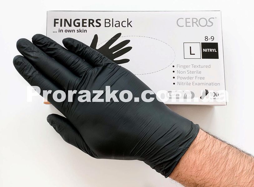 Нітрилові рукавички CEROS Fingers&reg;, L (8-9), чорні, 100 шт 1536111842 фото