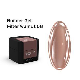 Гель камуфлюючий для нарощування нігтів, BIBLIOTEKA Builder Gel Filter, №08 Walnut, горіхово-коричневий, 15 мл 00-00006857 фото
