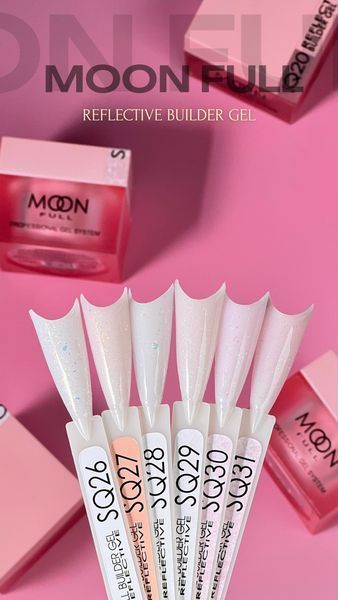 Гель світловідбивний&nbsp;для нарощування нігтів, Moon Full Reflective Builder Gel, №SQ26, білий з блискітками, 30 мл 5905123027185 фото