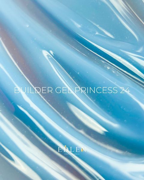 Змінний картридж гелю для нарощування нігтів, Edlen Builder gel Princess, №24, блакитний з шиммером, 30 мл 4000312057 фото