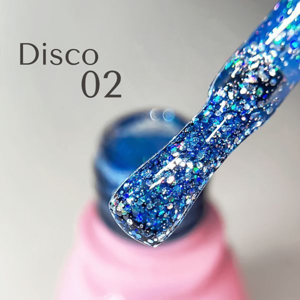 Гель-лак для нігтів, Toki-Toki Disco, №002, колір: блакитний з блискітками, 5 мл 2002D02 фото
