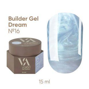 Гель камуфлюючий для нарощування нігтів Valeri Builder Gel Dream, №16, блакитний з перламутром, 15 мл NVDBG15-16 фото