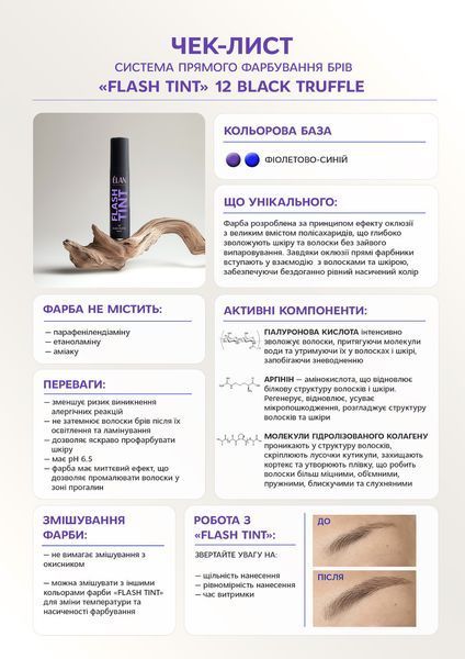 Краска для бровей прямого окрашивания, ELAN Flash Tint, №12, Black Truffle (насищено-черный), 10 мл 1109301 фото