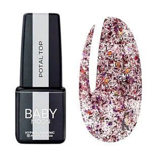 Топ для гель-лака без липкого слоя Baby Moon Potal Top, №06, с розовой поталью, 6 мл 5908254192814 фото