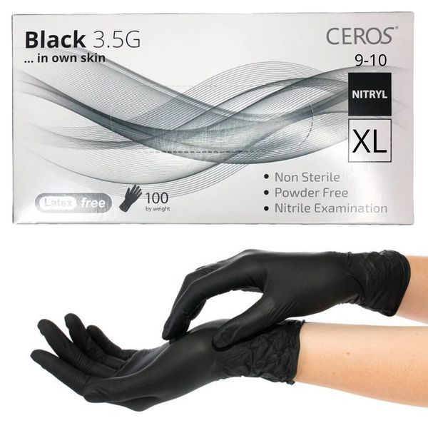 Нітрилові рукавички CEROS Fingers&reg;, XL (9-10), чорні, 100 шт 1725710560 фото