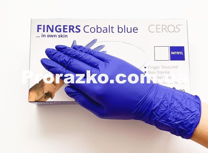 Нитриловые перчатки CEROS Fingers, 4 грамм, S (6-7), синие, 100 шт 1536124522 фото