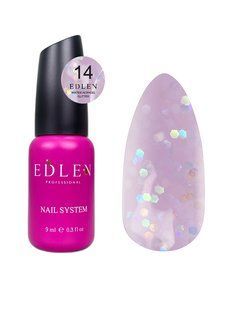 Акрил-гель жидкий для укрепления ногтей, Edlen Water Acrygel Glitter, №14, лиловый с камифубуками, 9 мл 4000400914 фото