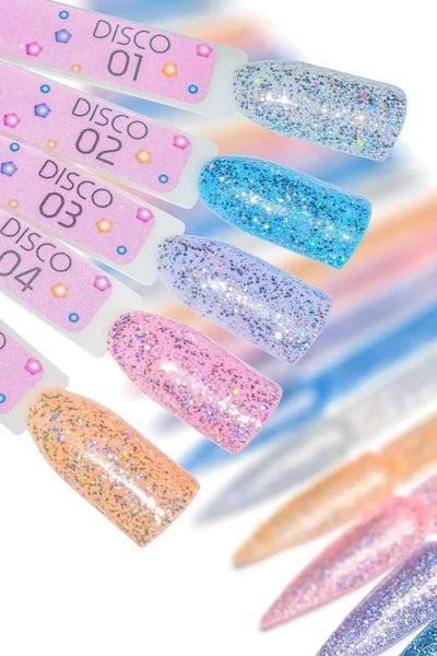 Гель-лак для нігтів, Toki-Toki Disco, №004, колір: рожевий з блискітками, 5 мл 2002D04 фото