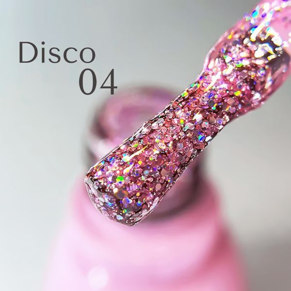 Гель-лак для нігтів, Toki-Toki Disco, №004, колір: рожевий з блискітками, 5 мл 2002D04 фото