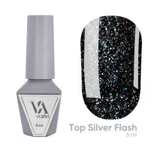 Топ для гель-лаку світловідбивний без липкого шару Valeri Silver Flash Top, 6 мл NVTSF6 фото