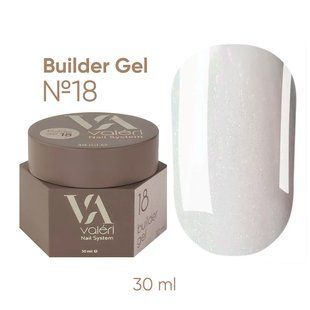 Гель камуфлюючий для нарощування нігтів, Valeri Builder Gel, №18, молочно-рожевий з шиммером, 30 мл NVBG30-018 фото