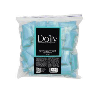 Трусики - стрінги одноразові Doily (Дойлі) у пакеті, 40 м/г2, блакитні, 50 шт/уп 10014940020 фото