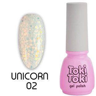 Гель-лак для нігтів, Toki-Toki Unicorn, №UN02, колір: прозоро-молочний з блискітками, 5 мл 2002UN02 фото