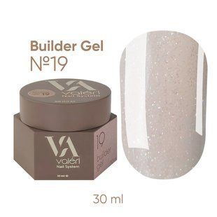 Гель камуфлюючий для нарощування нігтів, Valeri Builder Gel, №19, бежевий з шиммером, 30 мл NVBG30-019 фото