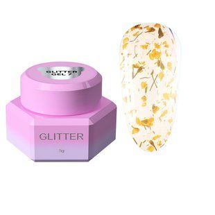 Гель с сухоцветами,&nbsp;You Are Cute Glitter Gel, №07, прозрачный с желтыми цветочками, 5 мл 469-5113-1448 фото