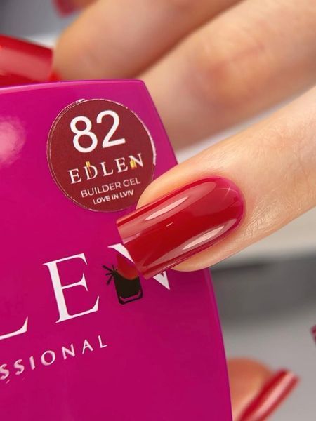Гель камуфлюючий для нарощування нігтів, Edlen Builder gel Love in Lviv, №82, вишнево-червоний, 30 мл 4000366286 фото