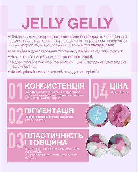 Гель-желе для нарощування нігтів, LUNAmoon Jelly Gelly, №01, прозорий, 15 мл 324-1200 фото