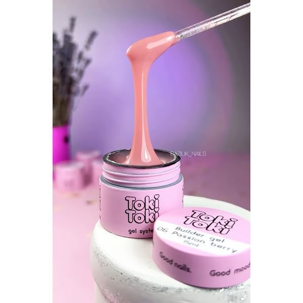 Гель камуфлюючий&nbsp;для нарощування нігтів, Toki-Toki Builder Gel, №06, Passion Berry (нюдовий), 5 мл 2005BLG06 фото