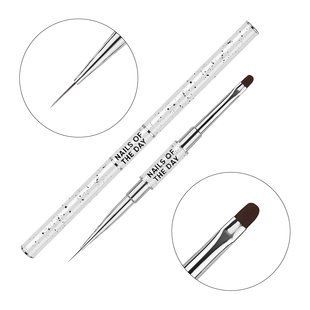 Двосторонній пензлик лайнер для гелю та дизайну нігтів, NAILSOFTHEDAY&nbsp;Brush 2-in-1, (лайнер 11 мм / гель 11 мм) 4823636100007 фото