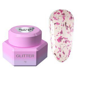 Гель с сухоцветами,&nbsp;You Are Cute Glitter Gel, №08, прозрачный с малиновыми цветочками, 5 мл 469-5114-1449 фото