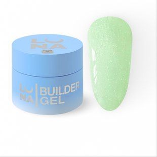 Гель камуфлюючий для нарощування нігтів, LUNAmoon Shimmer Gel, №11, салатовий з шиммером, 15 мл 323-6097-1773 фото