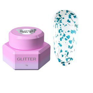 Гель с сухоцветами,&nbsp;You Are Cute Glitter Gel, №09, прозрачный с голубыми цветочками, 5 мл 469-5115-1450 фото